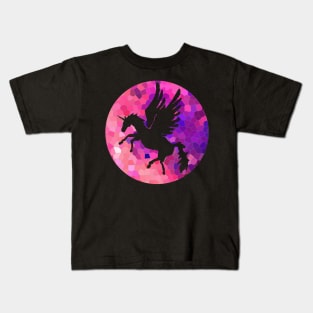 Pink Mosaic Moon Unicorn Kids T-Shirt